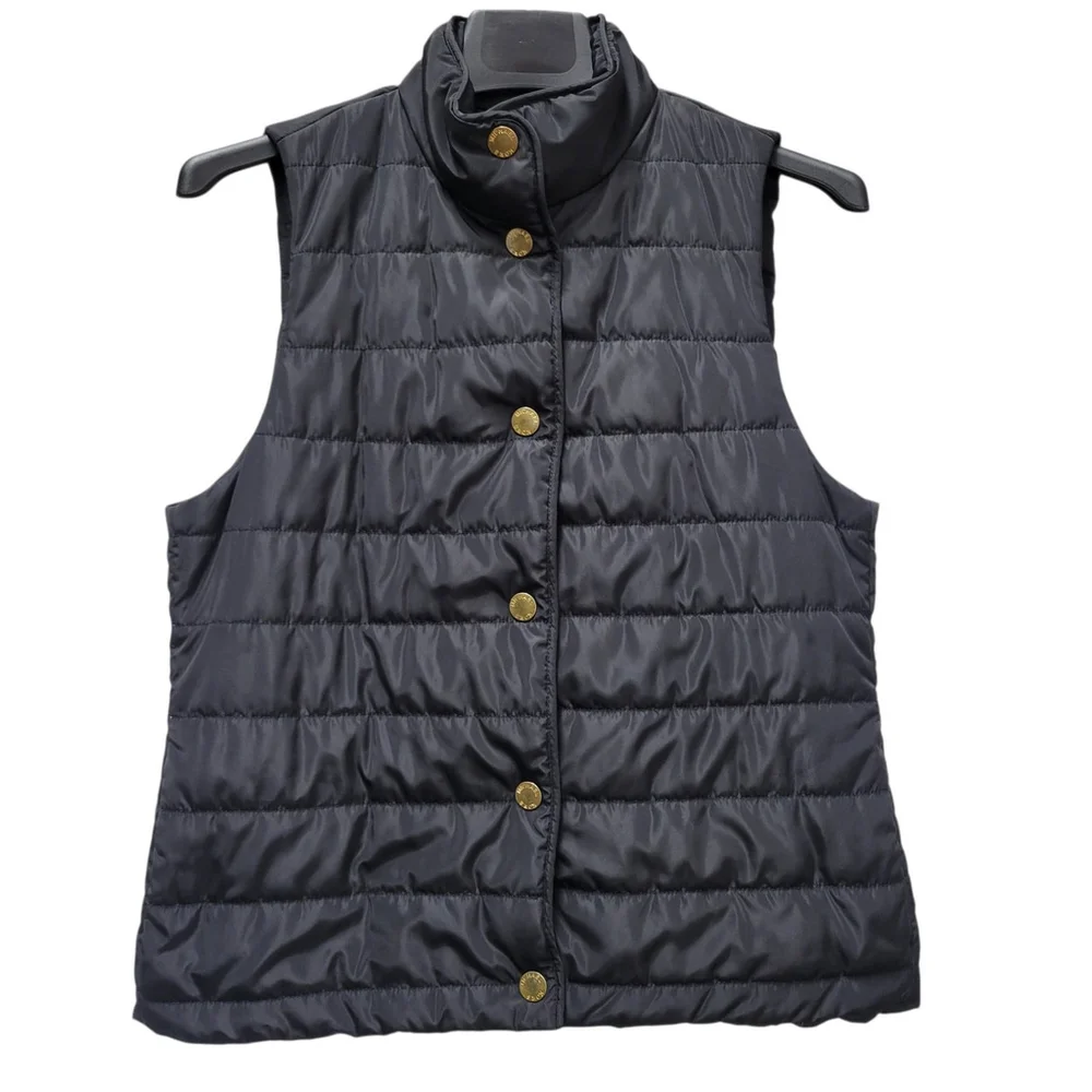 Michael Kors Women’s Black Puffer Gold Plated Nylon Vest Size Small